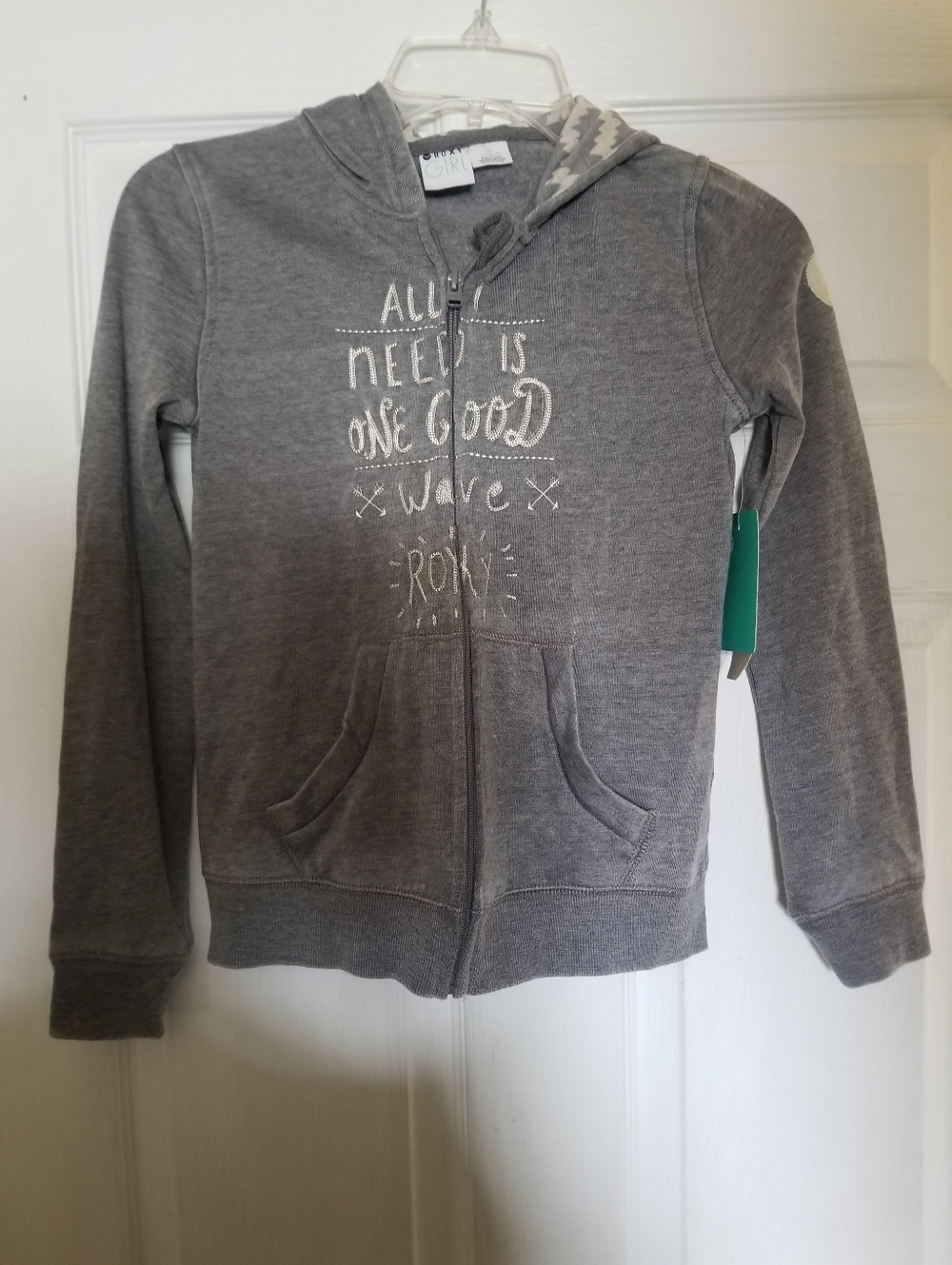Roxy Girls' Gray Zip Hoodie Size 12/L